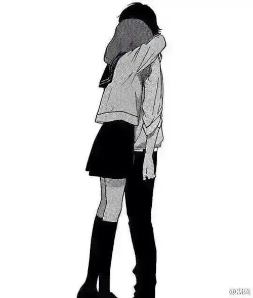 「黑白 线条系,」男女 头像 壁纸 动漫 拥抱