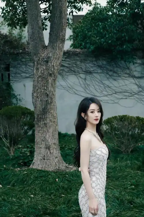 36岁赵丽颖最新活动照穿抹胸镂空裙美成女王不菲首饰超抢镜