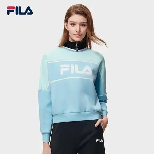 2023年春季新款百搭女品牌logo宽松版卫衣时尚fila斐乐针织套头衫