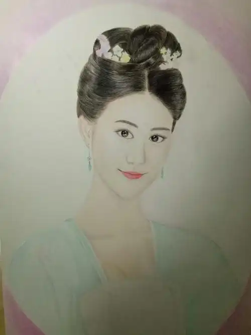 彩铅,手绘,插画,明星,景甜彩铅画