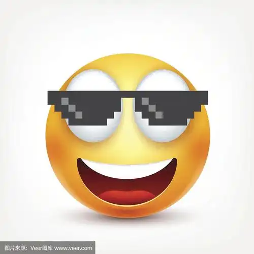 戴眼镜的笑脸,微笑的表情.黄脸带着情绪.面部表情.3 d现实emoji.