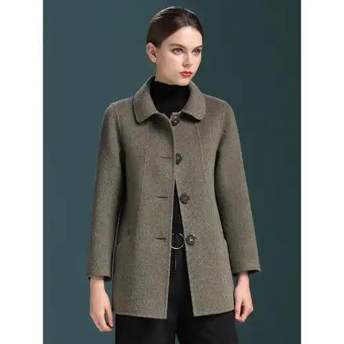 女士毛呢大衣秋冬款双面呢羊毛大衣气质中年女装秋冬时尚毛呢外套