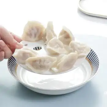 品聚德家用骨瓷饺子盘双层控水810英寸沥水控油盘水果盘盛饺子盘子菜