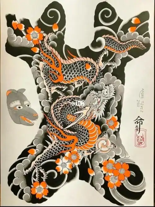 日式龙纹身手稿ins日式老传统纹身手稿分享