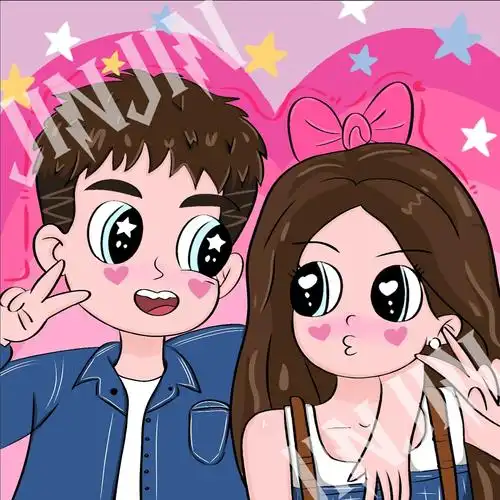 卡通情侣人物插画