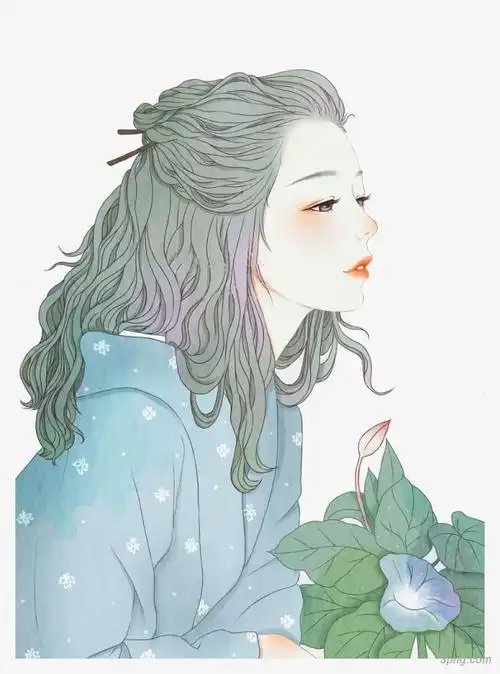 手绘美女png素材透明免抠图片动植人物