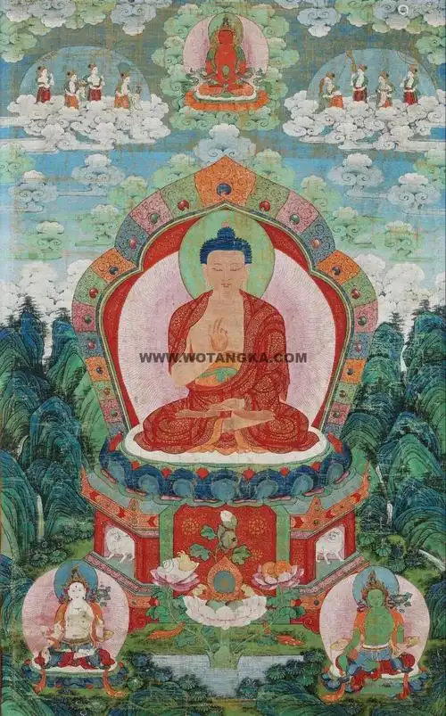 沃唐卡编号ac15893:释迦牟尼佛说法图