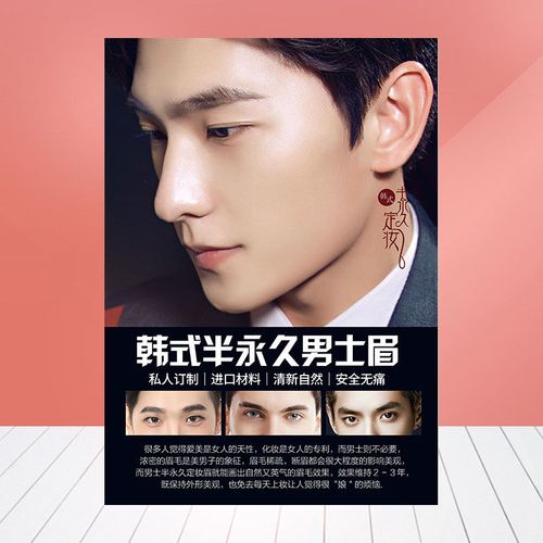 半永久装饰画男士纹绣挂画眉眼唇宣传海报美容院微整形墙壁画691