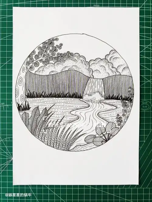 控线练习线条风景画溪流图文版