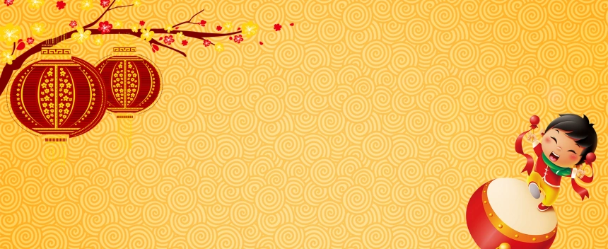春节小孩简约金色banner背景