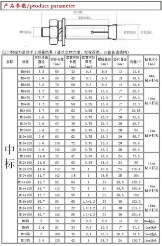膨胀螺丝拉爆螺栓正标m6 m8厘m10 m12空调防盗网挂钩彩锌爆炸螺丝