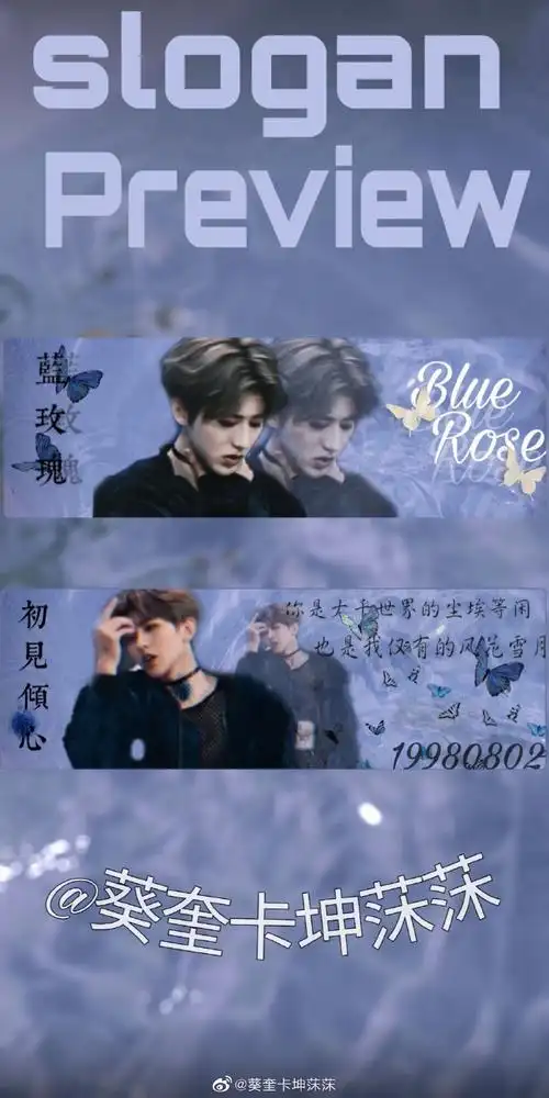 蔡徐坤超话#蔡徐坤 青你2制作人代表#『手幅预览』蓝玫瑰初见倾心祝