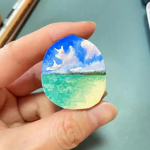 画画水彩沙滩闺蜜海滩