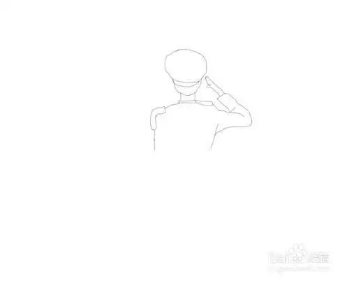 敬礼背影简笔画