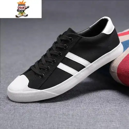 帆布鞋男韩版潮流鞋子春季新款板鞋低帮透气百搭鞋男士系带休闲鞋闪潮