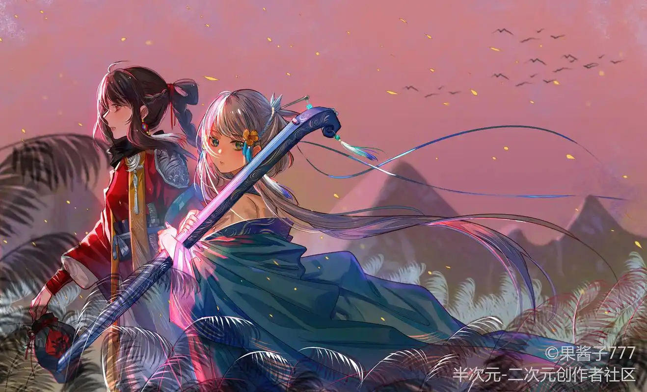 超美二次元小仙女闺蜜壁纸,三月桃花,两人一马,明日天涯!