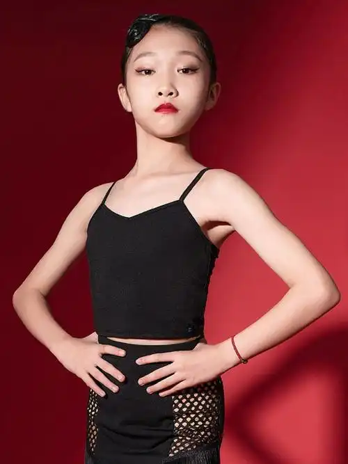 儿童舞蹈吊带上衣分体单件美背新款少儿女生拉丁舞上装