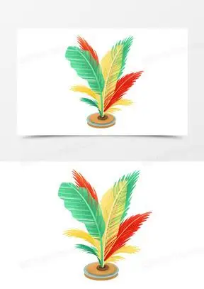 手绘一个彩色的鸡毛毽子元素
