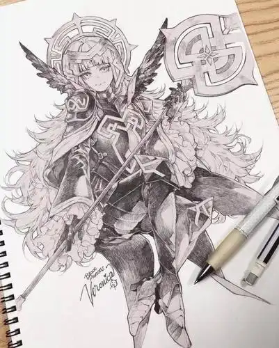 动漫人物手绘线稿,线条流畅,精致细腻,非常强大的画技