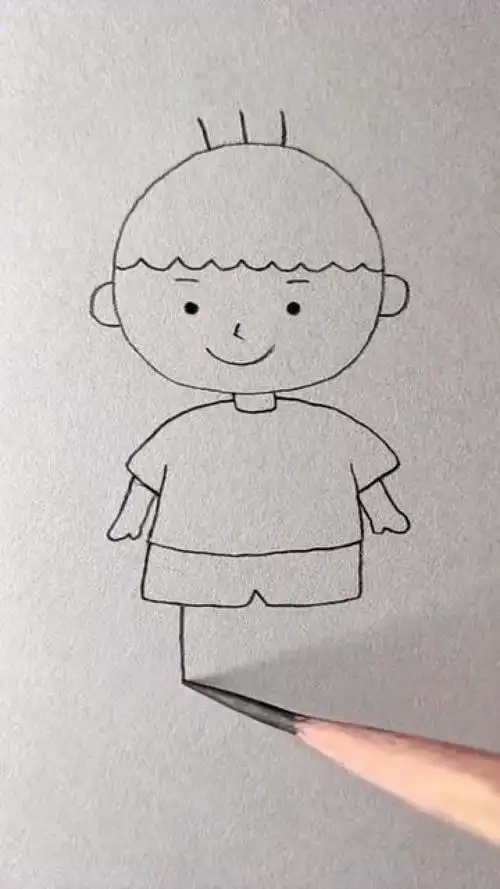 小男孩简笔画头上有三根毛很好学