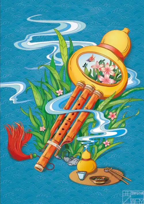 神乐署中国传统乐器系列主题插画设计