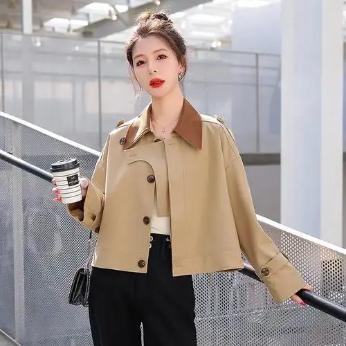 款韩版宽松显瘦妈妈装上衣休闲胖mm纯棉外套小个子中长款风衣外套女春