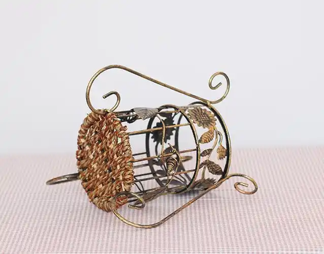 厂家直销 铁艺红酒架 欧式时尚复古创意草绳藤编织编酒架子 特价