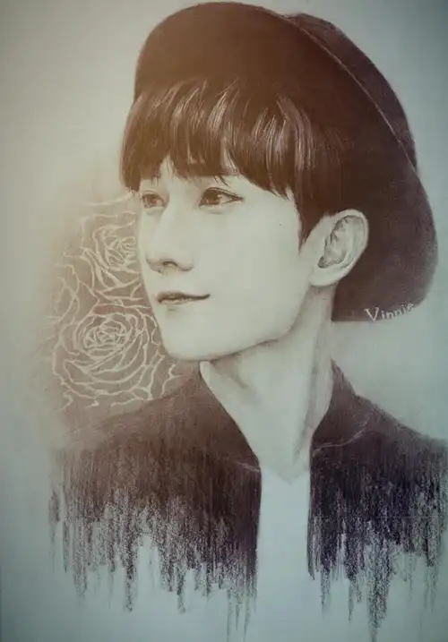 杨洋素描手绘花儿与少年微微一笑很倾城