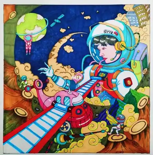 生活,科技,智能化,星球有关的主题创作#主题画  #科幻画  #创意美术