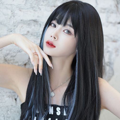 假发女长直发挑染渐变整顶长发女网红同款全头套式假发女厂家批发