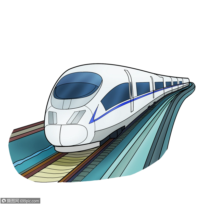 卡通动车高铁火车交通