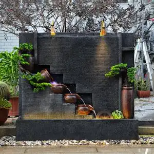 大型假山喷泉流水墙水幕墙鱼缸庭院鱼池瀑布造景酒店屏风隔断摆件