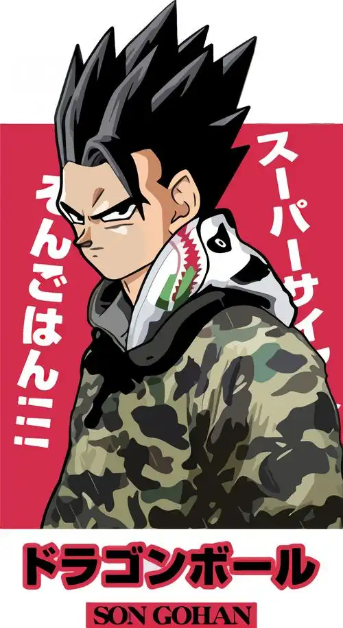 卡通动漫七龙珠字母潮牌印花矢量图服装裁片t恤烫图印花花型素材