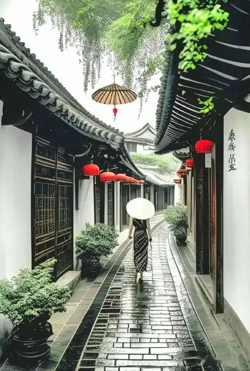 江南雨巷,小桥流水人家(绝美)_佚名_绘画