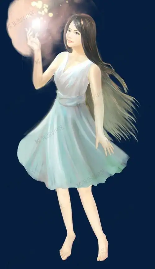 身穿纱裙手捧光辉的长发少女图片素材(psb格式)免费下载_动漫人物大全