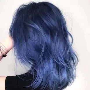 蓝黑色染发剂蓝灰色黑蓝色雾霾蓝雾蓝色染发膏女2019流行色自己染