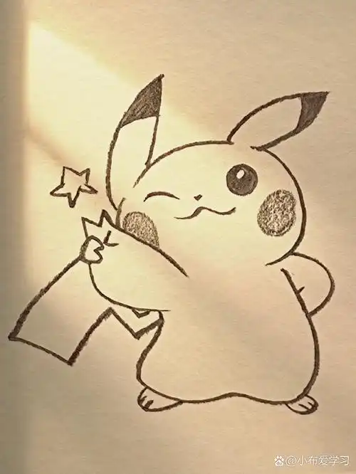 简笔画教程 【皮卡丘寂寞】 素描纸 8b中华铅笔