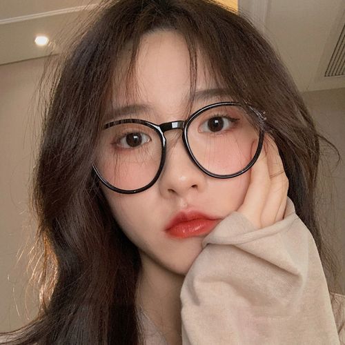 心墨染新品眼镜平镜女韩系茶色眼镜女韩版潮圆框素颜神器复古平光镜女