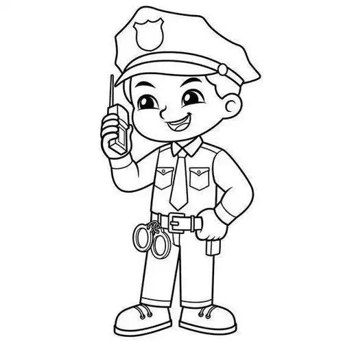 卡通警察打枪简笔画