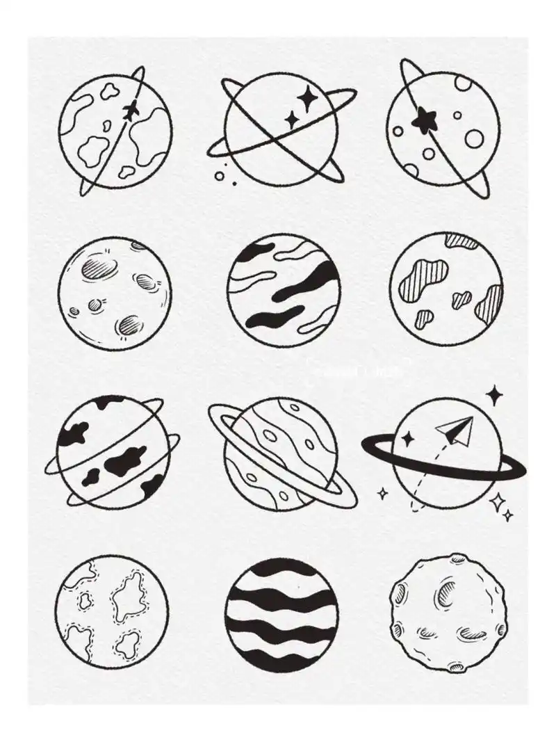 星球简笔画91|你与星辰 皆可收藏78 很适合用来练线条的一组96