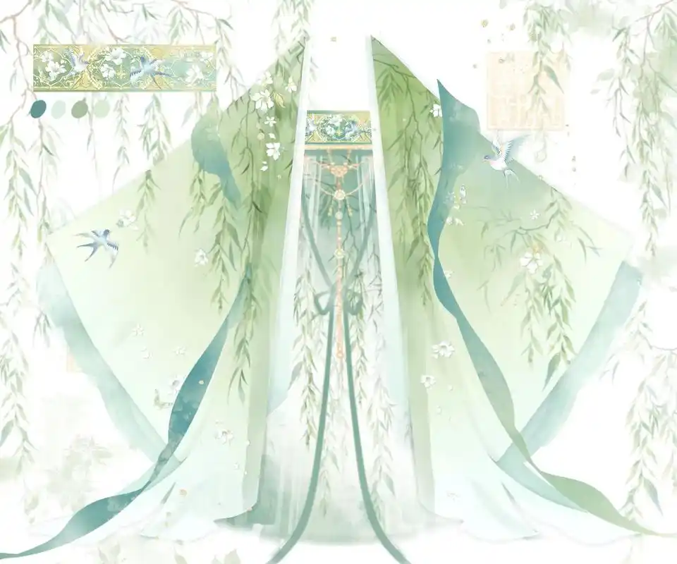 柳色裁衣🌿.#汉服设计 #国风 #汉元素 #汉服设计稿 # - 抖音