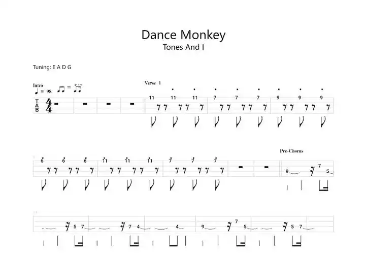 dance monkey曲谱图片