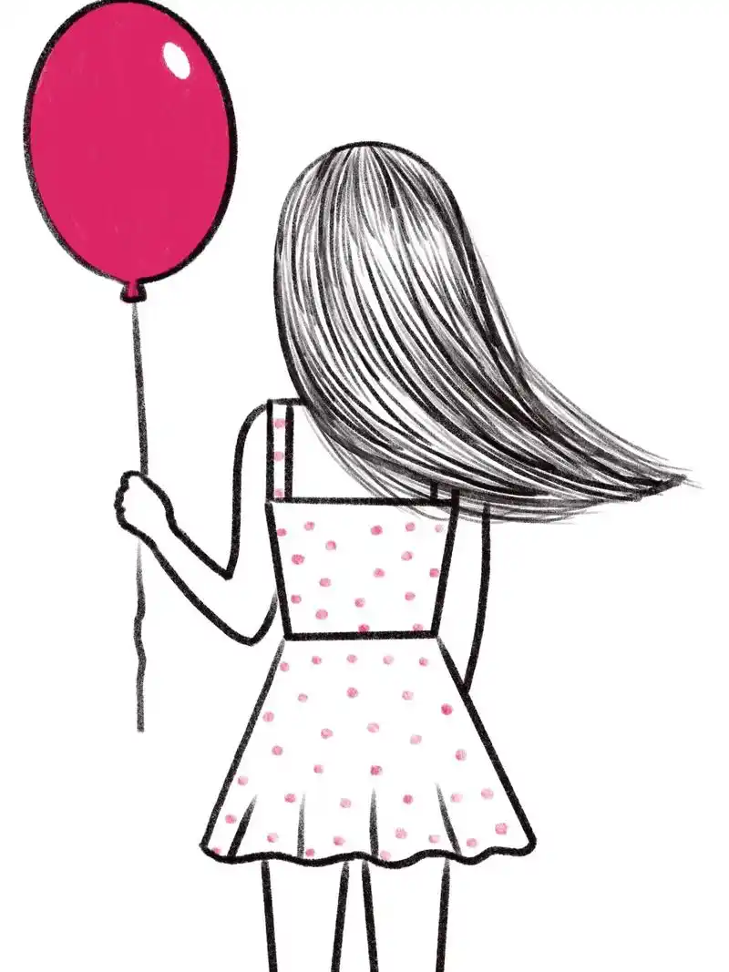抖音图文来了 画渣一学就会的拿气球的小女孩简笔画,简单又好 - 抖音
