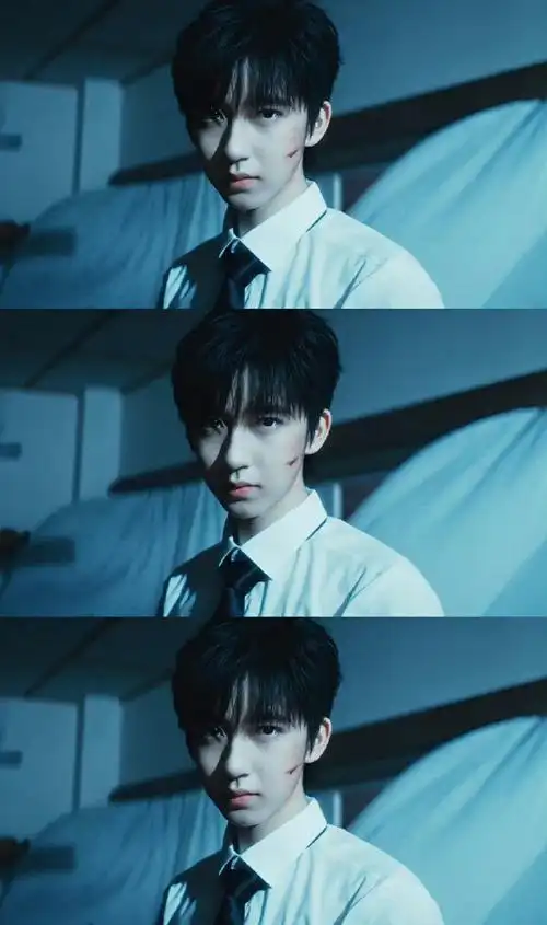 贺峻霖校服写真##贺峻霖晒哭泣的游戏花絮照