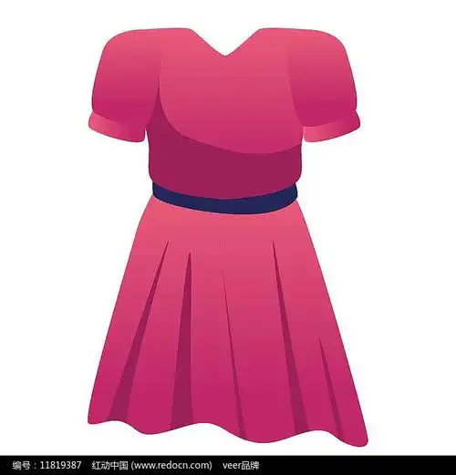 扁平粉色连衣裙衣服服装卡通元素
