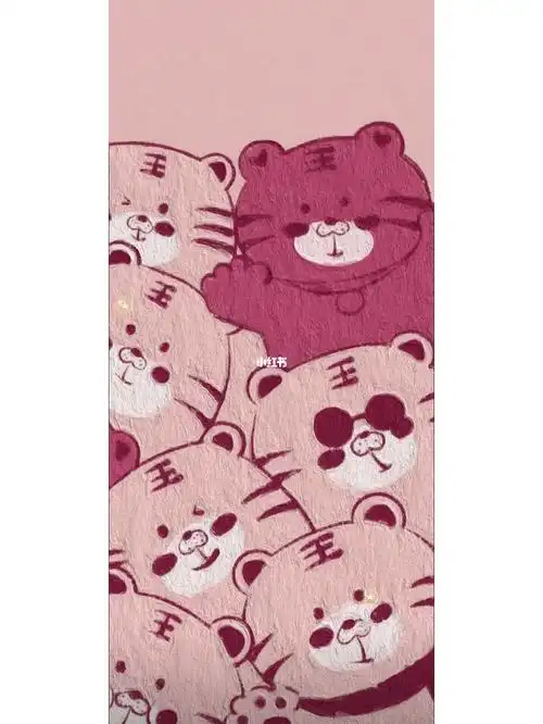 粉色系  #草莓熊  #卡通壁纸  #全屏壁纸  #油画风壁纸  #小老虎