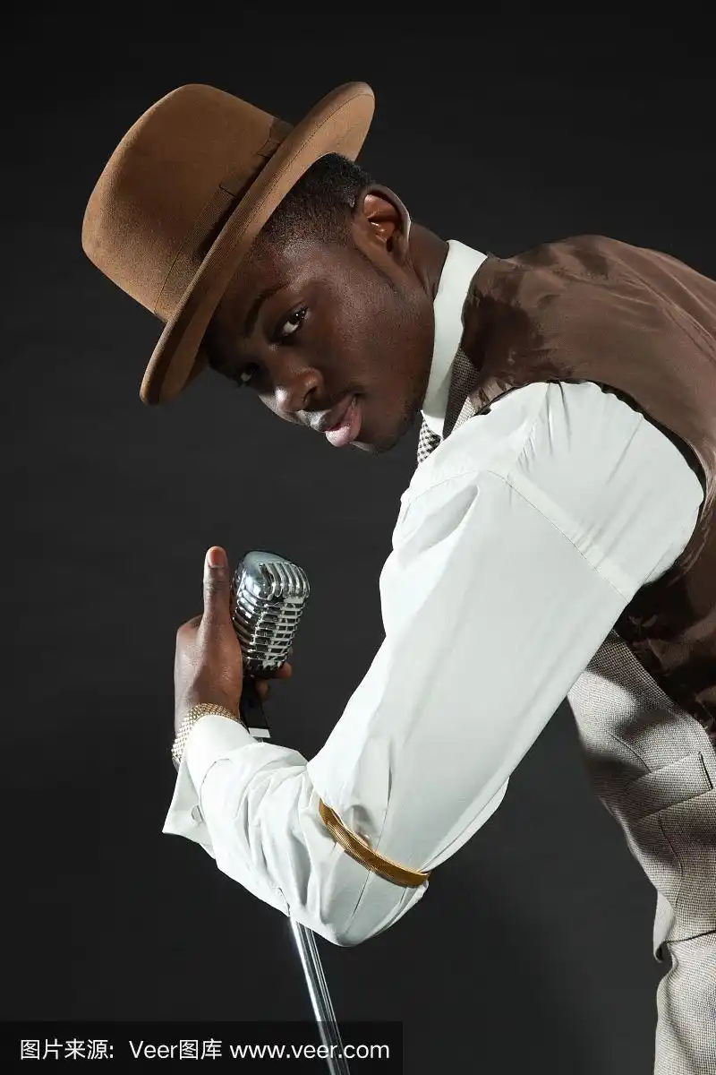 美国黑人爵士歌手.古董.影棚拍摄.