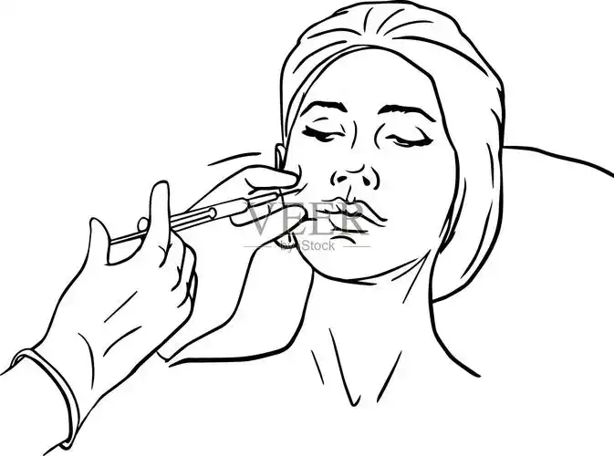 女性面部整容注射向量大纲说明插画图片素材