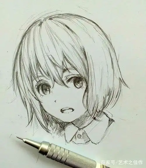 铅笔手绘,可爱的动漫小姐姐,喜欢的抱走