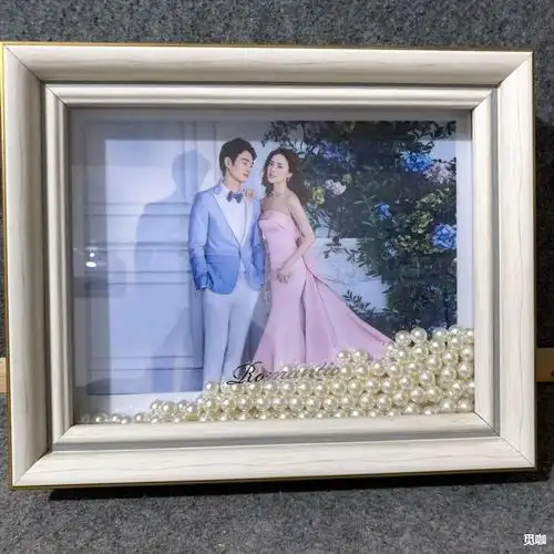 新影楼相框创意珍珠桌摆台家居礼品相架情侣婚纱照水晶钢化-阿里巴巴